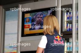 07.07.2005 Silverstone, England All of the paddock, everybody watches the news about the bomb blasts in London, here at the Red Bull hospitality unit - July, Formula 1 World Championship, Rd 11, British Grand Prix, Silverstone, England