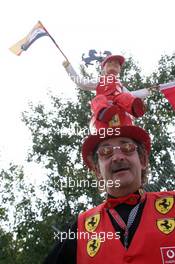 23.07.2005 Hockenheim, Germany, the extraordinary Michael Schumacher Fan Reiner Ferling with his "2005 Edition" hat - July, Formula 1 World Championship, Rd 12, German Grand Prix, Hockenheim, Germany, Grosser Mobil 1 Preis von Deutschland, GER, Hockenheimring Baden-Württemberg, Qualifying