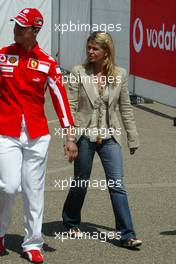 21.07.2005 Hockenheim, Germany, Michael Schumacher, GER, Ferrari and Corina Schumacher, GER, Corinna, wife of Michael Schumacher - July, Formula 1 World Championship, Rd 12, German Grand Prix, Hockenheim, Germany, Grosser Mobil 1 Preis von Deutschland, GER, Hockenheimring Baden-Württemberg