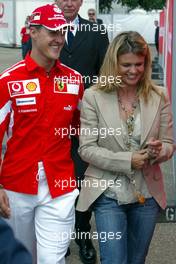 21.07.2005 Hockenheim, Germany, Michael Schumacher, GER, Ferrari and Corina Schumacher, GER, Corinna, wife of Michael Schumacher - July, Formula 1 World Championship, Rd 12, German Grand Prix, Hockenheim, Germany, Grosser Mobil 1 Preis von Deutschland, GER, Hockenheimring Baden-Württemberg