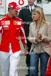 21.07.2005 Hockenheim, Germany, Michael Schumacher, GER, Ferrari and Corina Schumacher, GER, Corinna, wife of Michael Schumacher - July, Formula 1 World Championship, Rd 12, German Grand Prix, Hockenheim, Germany, Grosser Mobil 1 Preis von Deutschland, GER, Hockenheimring Baden-Württemberg