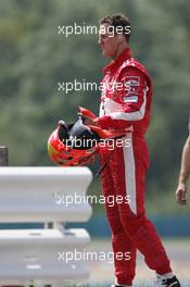 29.07.2005 Hungaroring, Hungary, Michael Schumacher, GER, Ferrari stopped on track - July, Formula 1 World Championship, Rd 13, Hungarian Grand Prix, Budapest, Hungary, HUN, Practice