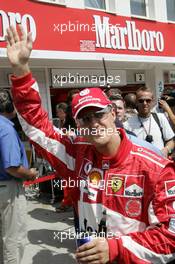 30.07.2005 Hungaroring, Hungary, Michael Schumacher, GER, Ferrari gets pole position - July, Formula 1 World Championship, Rd 13, Hungarian Grand Prix, Budapest, Hungary, HUN, Qualifying