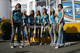 30.07.2005 Hungaroring, Hungary, Girls at the opening of the re-styled Renault motorhome - July, Formula 1 World Championship, Rd 13, Hungarian Grand Prix, Budapest, Hungary, HUN