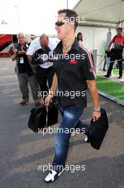 02.09.2005 Monza, Italy, Michael Schumacher, GER, Ferrari arrives at the circuit - September, Formula 1 World Championship, Rd 15, Italian Grand Prix