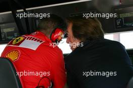 03.09.2005 Monza, Italy, Luca di Montezemolo (ITA), President of Ferrari, talking with Ross Brawn (GBR), Technical Director Scuderia Ferrari Marlboro - September, Formula 1 World Championship, Rd 15, Italian Grand Prix, Qualifying