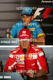 01.09.2005 Monza, Italy, Giancarlo Fisichella (ITA), Mild Seven Renault F1 Team, Portrait (up) and Michael Schumacher (GER), Scuderia Ferrari Marlboro, Portrait (down) - September, Formula 1 World Championship, Rd 15, Italian Grand Prix, Press Conference