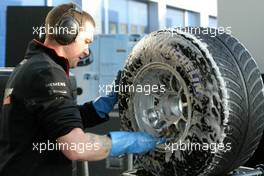 15.12.2005 Jerez, Spain,  Michelin Tyres being cleaned - Formula One Testing, Jerez de la Frontera