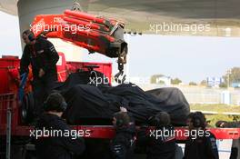 14.12.2005 Jerez, Spain,  Juan-Pablo Montoya (COL), Juan Pablo, McLaren Mercedes, car is brought back to the pits after stopping on the circuit - Formula One Testing, Jerez de la Frontera