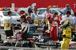 09.10.2005 Suzuka, Japan,  Parc Ferme - October, Formula 1 World Championship, Rd 18, Japanese Grand Prix, Sunday Podium