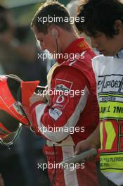 09.10.2005 Suzuka, Japan,  Michael Schumacher, GER, Ferrari in parc ferme - October, Formula 1 World Championship, Rd 18, Japanese Grand Prix, Sunday Podium