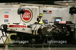 06.10.2005 Suzuka, Japan,  The BAR garage at night - October, Formula 1 World Championship, Rd 18, Japanese Grand Prix, Thursday