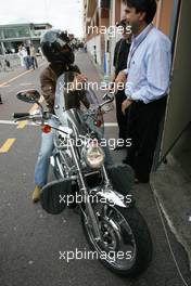 18.05.2005 Monte-Carlo, Monaco,  Michael Schumacher, GER, Ferrari, leaves the Monaco paddock on a Harley Davidson - May, Formula 1 World Championship, Rd 6, Monaco Grand Prix, MON