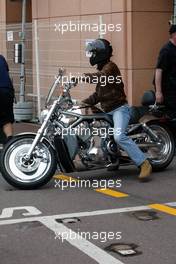 18.05.2005 Monte-Carlo, Monaco,  Michael Schumacher, GER, Ferrari arrives in the paddock on a Harley Davidson - May, Formula 1 World Championship, Rd 6, Monaco Grand Prix, MON