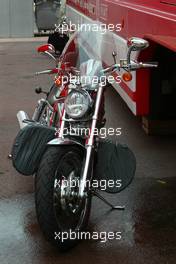 18.05.2005 Monte-Carlo, Monaco,  The Harley Davidson bike on which Michael Schumacher arrived to the paddock - May, Formula 1 World Championship, Rd 6, Monaco Grand Prix, MON