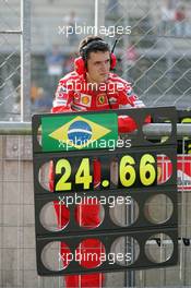 23.08.2005 Monza, Italy, Pitboard for Felipe Massa, BRA, Sauber Petronas, testing for Ferrari - August, F1 testing, Autodromo Nazionale Monza, Italy