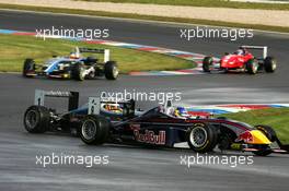 17.09.2005 Klettwitz, Germany,  Sebastian Vettel (GER), ASL Mücke Motorsport, Dallara F305 Mercedes, leads Lewis Hamilton (GBR), ASM Formule 3, Dallara F305 Mercedes, Adrian Sutil (GER), ASM Formule 3, Dallara F305 Mercedes and Loic Duval (FRA), Signature Plus, Dallara F305 Opel Spiess - F3 Euro Series 2005 at Lausitzring