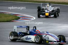 17.09.2005 Klettwitz, Germany,  Giedo van der Garde (NED), Team Rosberg, Dallara F305 Opel Spiess, leading the race in front of Sebastian Vettel (GER), ASL Mücke Motorsport, Dallara F305 Mercedes and Lewis Hamilton (GBR), ASM Formule 3, Dallara F305 Mercedes - F3 Euro Series 2005 at Lausitzring