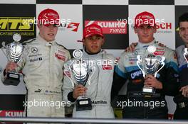 18.09.2005 Klettwitz, Germany,  Podium, Lewis Hamilton (GBR), ASM Formule 3, Dallara F305 Mercedes (1st, center), Paul di Resta (GBR), Manor Motorsport, Dallara F305 Mercedes (2nd, left) and Adrian Sutil (GER), ASM Formule 3, Dallara F305 Mercedes (3rd, right) - F3 Euro Series 2005 at Lausitzring