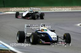 22.10.2005 Hockenheim, Germany,  Lewis Hamilton (GBR), ASM Formule 3, Dallara F305 Mercedes, leads the race in front of Lucas di Grassi (BRA), Manor Motorsport, Dallara F305 Mercedes - F3 Euro Series 2005 at Hockenheimring