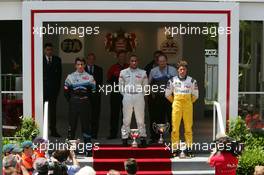 20.05.2005 Monte Carlo, Monaco,  Podium, Lewis Hamilton (GBR), ASM Formule 3, Dallara F305 Mercedes (1st, center), Adrian Sutil (GER), ASM Formule 3, Dallara F305 Mercedes (2nd, left) and Lucas di Grassi (BRA), Manor Motorsport, Dallara F305 Mercedes (3rd, right) - F3 Euro Series 2005 at Monte Carlo, Monaco