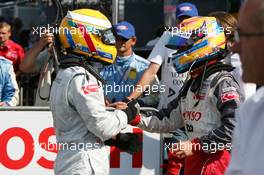 17.07.2005 Nürnberg, Germany,  Franck Perera (FRA), Prema Powerteam, Dallara F305 Opel Spiess (right), congratules Lewis Hamilton (GBR), ASM Formule 3, Dallara F305 Mercedes, with his victory - F3 Euro Series 2005 at Norisring