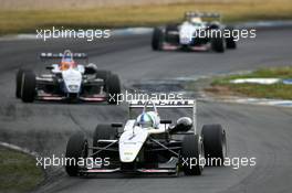 25.06.2005 Oschersleben, Germany,  Lucas di Grassi (BRA), Manor Motorsport, Dallara F305 Mercedes, leads the race in front of Adrian Sutil (GER), ASM Formule 3, Dallara F305 Mercedes and Lewis Hamilton (GBR), ASM Formule 3, Dallara F305 Mercedes - F3 Euro Series 2005 at Motopark Oschersleben