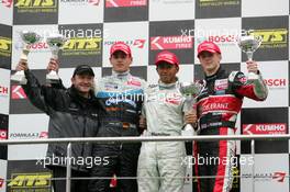 14.05.2005 Francorchamps, Belgium,  Podium, Lewis Hamilton (GBR), ASM Formule 3, Dallara F305 Mercedes (1st, center), Adrian Sutil (GER), ASM Formule 3, Dallara F305 Mercedes (2nd, left) and James Rossiter (GBR), Signature-Plus, Dallara F305 Opel Spiess (3rd, right) - F3 Euro Series 2005 at Spa Francorchamps, Belgium