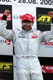 28.08.2005 Zandvoort, The Netherlands,  Podium, Lewis Hamilton (GBR), ASM Formule 3, Dallara F305 Mercedes (1st), secured the 2005 championship by winning the race - F3 Euro Series 2005 at Circuit Park Zandvoort