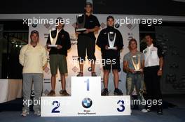 16.12.2005 Sakhir, Bahrain, Formula BMW World Final 2005, 13th to 16th December, Bahrain International Circuit, Award Giving Ceremony at FBMW WF Hospitality, Nigel Mansell, GBR (ex. F1 champion), Sebastien Buemi, SUI, ASL Team Muecke-motorsport, Marco Holzer, GER, AM-Holzer Rennsport GmbH, Nicolas Huelkenberg, GER, Josef Kaufmann Racing, Sam Bird, GBR, Fortec Motorsport, Dr. Mario Theissen (BMW Motorsport Direktor) - For further information please register at www.press.bmw.de - This image is free for editorial use only. Please use for Copyright/Credit: c BMW AG