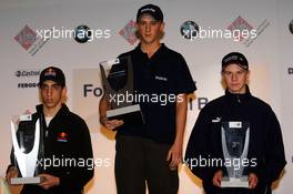 16.12.2005 Sakhir, Bahrain, Formula BMW World Final 2005, 13th to 16th December, Bahrain International Circuit, Award Giving Ceremony at FBMW WF Hospitality, Sebastien Buemi, SUI, ASL Team Muecke-motorsport, Marco Holzer, GER, AM-Holzer Rennsport GmbH, Nicolas Huelkenberg, GER, Josef Kaufmann Racing - For further information please register at www.press.bmw.de - This image is free for editorial use only. Please use for Copyright/Credit: c BMW AG