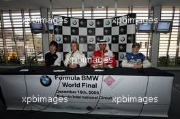 15.12.2005 Sakhir, Bahrain, Formula BMW World Final 2005, 13th to 16th December, Bahrain International Circuit, Press Conference, Robert Wickens, CAN, Team Autotecnica, Sam Bird, GBR, Fortec Motorsport, Hamad Al Fardan, BRN, Meritus, Marco Holzer, GER, AM-Holzer Rennsport GmbH - For further information please register at www.press.bmw.de - This image is free for editorial use only. Please use for Copyright/Credit: c BMW AG