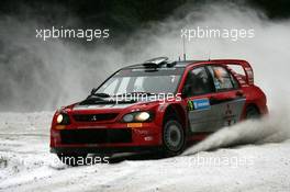 13.02.2005 Karlstad, Sweden, 09, MITSUBISHI MOTORS MOTOR SPORTS, ROVANPERA Harri (FIN), PIETILAINEN Risto (FIN), Mitsubishi Lancer WR05  - Uddeholm Swedish Rally, Rd2 - (SWE - 11-13 February) - 2005 FIA World Rally Championship