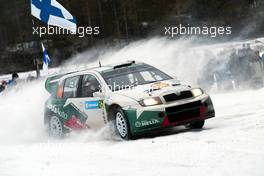 12.02.2005 Karlstad, Sweden, 16, JANI PAASONEN (FIN), JANI VAINIKKA (FIN), SKODA MOTORSPORT, Skoda Fabia WRC  - Uddeholm Swedish Rally, Rd2 - (SWE - 11-13 February) - 2005 FIA World Rally Championship