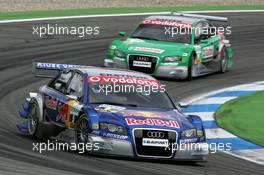 09.04.2006 Hockenheim, Germany,  Mattias Ekström (SWE), Audi Sport Team Abt Sportsline, Audi A4 DTM, leads Pierre Kaffer (GER), Audi Sport Team Phoenix, Audi A4 DTM - DTM 2006 at Hockenheimring (Deutsche Tourenwagen Masters)