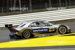 09.04.2006 Hockenheim, Germany,  Bernd Schneider (GER), AMG-Mercedes, AMG-Mercedes C-Klasse making a braking failure in turn "Spitzkehre". - DTM 2006 at Hockenheimring (Deutsche Tourenwagen Masters)