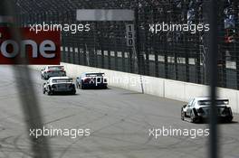 30.04.2006 Klettwitz, Germany,  Tom Kristensen (DNK), Audi Sport Team Abt Sportsline, Audi A4 DTM, Jamie Green (GBR), AMG-Mercedes, AMG-Mercedes C-Klasse and later Mika Häkkinen (FIN), AMG-Mercedes, AMG-Mercedes C-Klasse, overtakes Mattias Ekström (SWE), Audi Sport Team Abt Sportsline, Audi A4 DTM, at the start-finish line with just two laps to go when the latter runs out on fuel - DTM 2006 at Eurospeedway Lausitzring (Deutsche Tourenwagen Masters)