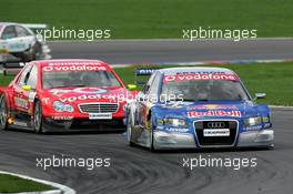 30.04.2006 Klettwitz, Germany,  Mattias Ekström (SWE), Audi Sport Team Abt Sportsline, Audi A4 DTM, leads Bernd Schneider (GER), AMG-Mercedes, AMG-Mercedes C-Klasse - DTM 2006 at Eurospeedway Lausitzring (Deutsche Tourenwagen Masters)