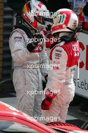 30.04.2006 Klettwitz, Germany,  Race winner Bernd Schneider (GER), AMG-Mercedes (1st, left) and Tom Kristensen (DNK), Audi Sport Team Abt Sportsline (2nd, right) - DTM 2006 at Eurospeedway Lausitzring (Deutsche Tourenwagen Masters)