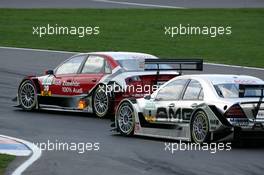 30.04.2006 Klettwitz, Germany,  Vanina Ickx (BEL), Team Midland, Audi A4 DTM, holding up Mika Häkkinen (FIN), AMG-Mercedes, AMG-Mercedes C-Klasse, to let Mattias Ekström come closer - DTM 2006 at Eurospeedway Lausitzring (Deutsche Tourenwagen Masters)