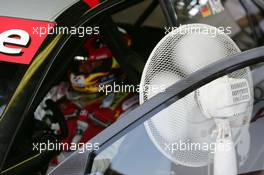 21.07.2006 Nurnberg, Germany,  Large fans cool the drivers when they sit in the cars in the pitboxes - DTM 2006 at Norisring (Deutsche Tourenwagen Masters)