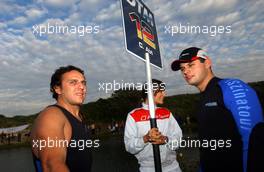 01.09.2006 Zandvoort, The Netherlands,  (left) Christian Abt (GER), Audi Sport Team Phoenix, Audi A4 DTM and (right) Pierre Kaffer (GER), Audi Sport Team Phoenix, Audi A4 DTM at the Audi boatchallenge at the little lake in the centre of Zandvoort Circuit - DTM 2006 at Zandvoort, The Netherlands (Deutsche Tourenwagen Masters)