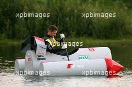 01.09.2006 Zandvoort, The Netherlands,  Timo Scheider (GER), Audi Sport Team Rosberg, Portrait at the Audi boatchallenge at the little lake in the centre of Zandvoort Circuit - DTM 2006 at Zandvoort, The Netherlands (Deutsche Tourenwagen Masters)