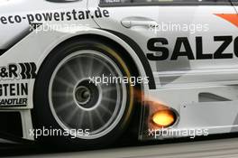 13.10.2006 Le Mans, France,  Flames coming from the exhaust of the car of Jamie Green (GBR), AMG-Mercedes, AMG-Mercedes C-Klasse - DTM 2006 at Le Mans Bugatti Circuit, France (Deutsche Tourenwagen Masters)