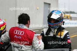 14.10.2006 Le Mans, France,  Christian Abt (GER), Audi Sport Team Phoenix, Audi A4 DTM and Alexandros Margaritis (GRC), Persson Motorsport AMG-Mercedes, AMG-Mercedes C-Klasse, congratulate each other with their top 8 finish in qualifying - DTM 2006 at Le Mans Bugatti Circuit, France (Deutsche Tourenwagen Masters)