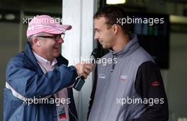 27.10.2006 Hockenheim, Germany,  (left) Stefan Moser, DTM interviewer, talking to (right) Nicolas Kiesa (DNK), Team Midland, Audi A4 DTM - DTM 2006 at Hockenheimring (Deutsche Tourenwagen Masters)