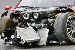 28.10.2006 Hockenheim, Germany,  The damaged car of Vanina Ickx (BEL), Team Midland, Audi A4 DTM after her crash in free practice - DTM 2006 at Hockenheimring (Deutsche Tourenwagen Masters)