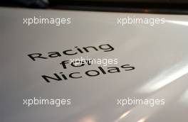 28.10.2006 Hockenheim, Germany,  On the motorhood of the car of Thed Björk (SWE), Team Midland, Audi A4 DTM their was some special dedication to the ill-feated Nicolas Kiesa (DNK), Team Midland, Audi A4 DTM - DTM 2006 at Hockenheimring (Deutsche Tourenwagen Masters)