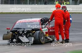 28.10.2006 Hockenheim, Germany,  Vanina Ickx (BEL), Team Midland, Audi A4 DTM, stepping out of the car after crashing in the free practice - DTM 2006 at Hockenheimring (Deutsche Tourenwagen Masters)
