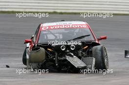 28.10.2006 Hockenheim, Germany,  Crash of Vanina Ickx (BEL), Team Midland, Audi A4 DTM - DTM 2006 at Hockenheimring (Deutsche Tourenwagen Masters)